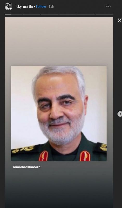 عکس سردار سلیمانی در استوری خواننده مشهور اسپانیایی + عکس