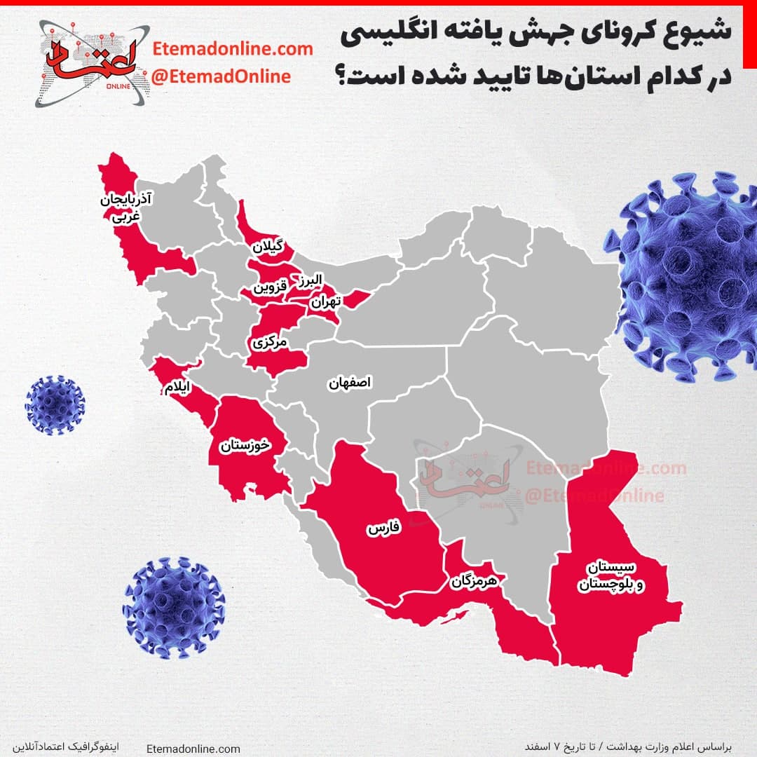 اینفوگرافی کرونای انگلیسی در ایران