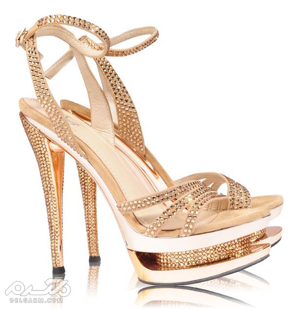 25 مدل شیک و زیبای کفش مجلسی پاشنه دار طلایی