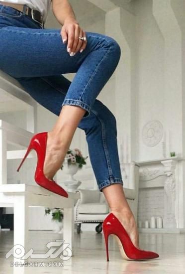 انواع مختلف عکس از کفش مجلسی رنگ قرمز پاشنه بلند ( دلگرم )
