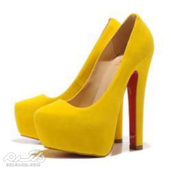 عکس از کفش مجلسی زرد رنگ شیک و فوق العاده زیبا ( دلگرم )