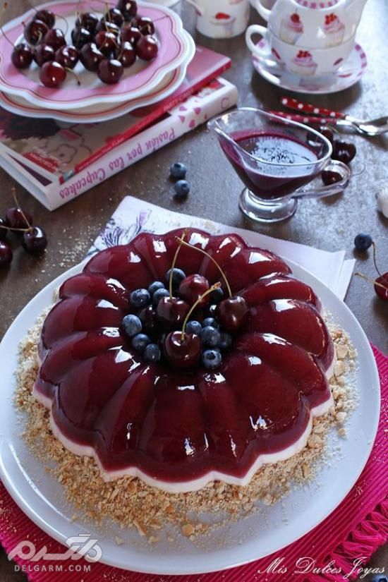 تزیین دسر با میوه - تزیین ژله با انار - آموزش تصویری تزیین ژله با میوه