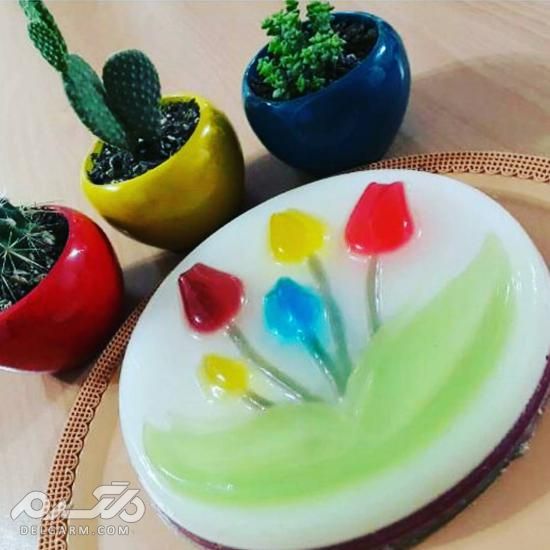تزیین دسر با میوه - تزیین ژله با انار - آموزش تصویری تزیین ژله با میوه