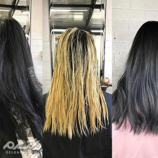 مدل رنگ مو آمبره - آمبره مو - آمبره موی کوتاه - آمبره روی موی مشکی