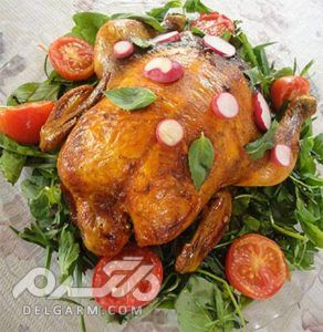 مدل تزیین مرغ سرخ شده خلاقانه و زیبا برای سفره های ایرانی