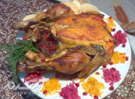 مدل تزیین مرغ سرخ شده خلاقانه و زیبا برای سفره های ایرانی