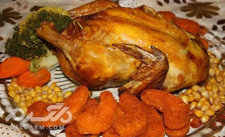 مدل تزیین مرغ سرخ شده خلاقانه و زیبا برای سفره های ایرانی