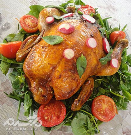 مدل تزیین مرغ سرخ شده خلاقانه و زیبا برای سفره های ایرانی