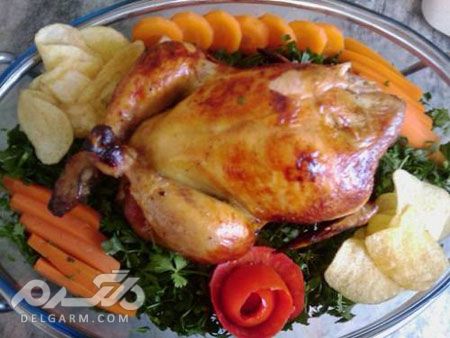 تصاویری از مدل تزیین مرغ مجلسی جذاب و بسیار زیبا