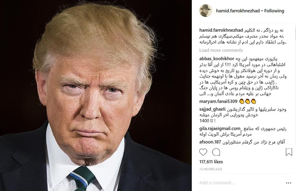 پست حمید فرخ نژاد در مورد ترامپ