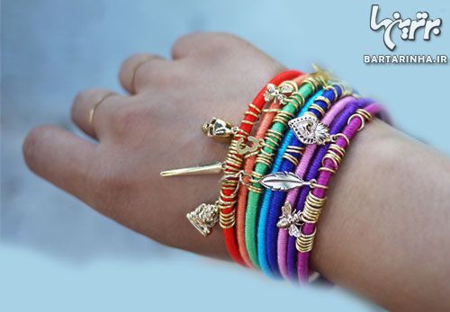 آموزش تصویری ساخت النگوهای نخ پیچ رنگی