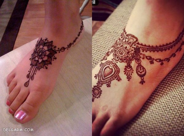 طرح حنا روی پا ساده و شیک