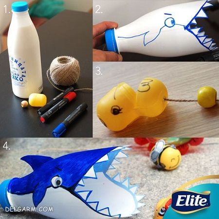 آموزشی طلایی جهت ساخت کاردستی نهنگ و ماهی با مواد بازیافتی