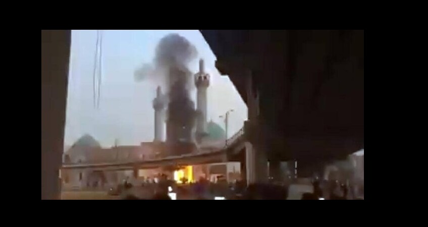 آتشزدن قسمتی از آرامگاه محمد باقر حکیم در نجف