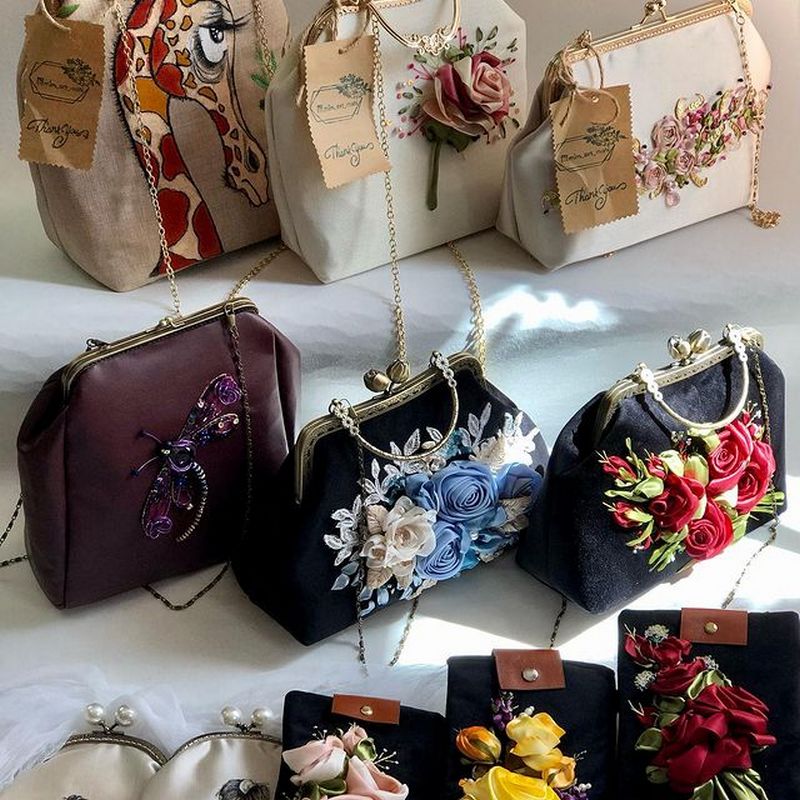 مدل کیف روبان دوزی، گلدوزی، کچه