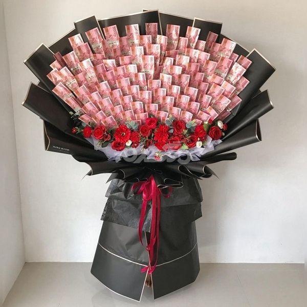 تزیین پول با گل 1401 - تزیین گل با پول کم - تزیین پول با گل رز - تزیین پول برای کادو