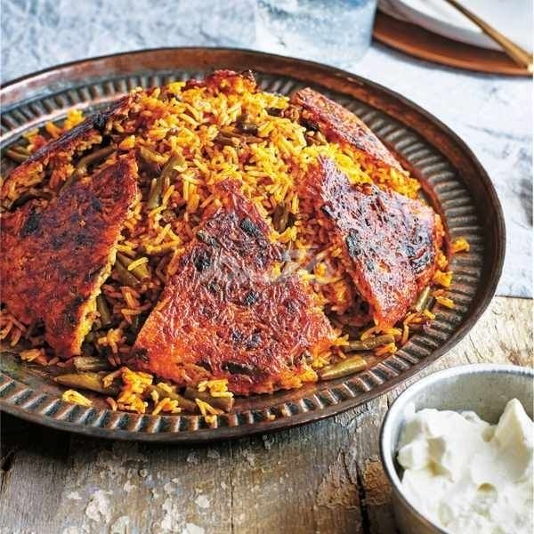 تزیین ته چین 1401 | تزیین ته چین گوشت | تزیین ته چین مرغ | عکس ته چین مرغ مجلسی