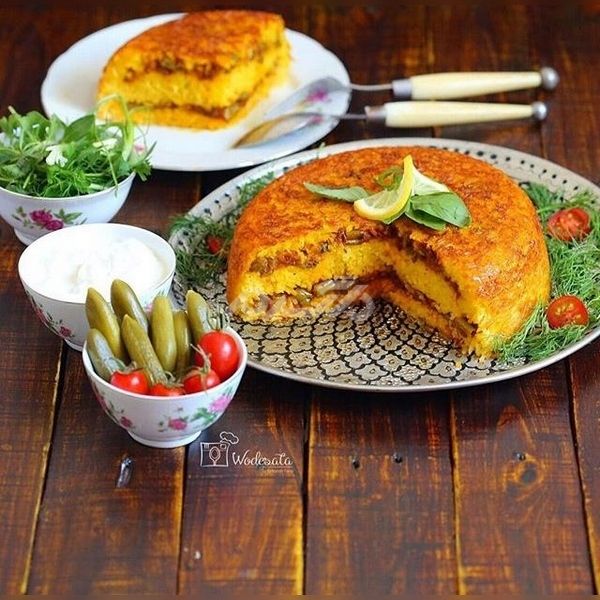 تزیین ته چین 1401 | تزیین ته چین گوشت | تزیین ته چین مرغ | عکس ته چین مرغ مجلسی