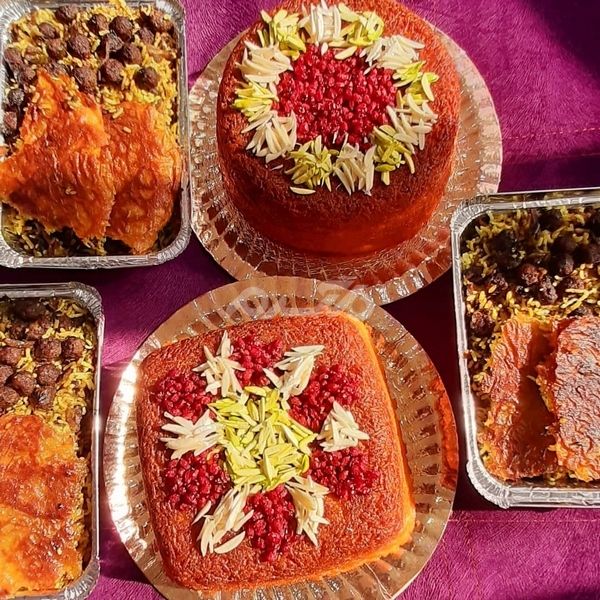تزیین ته چین 1401 | تزیین ته چین گوشت | تزیین ته چین مرغ | عکس ته چین مرغ مجلسی