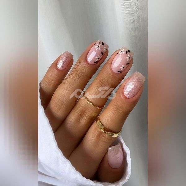 مدل ناخن طرح شکوفه 1401 | طرح شکوفه بهاری روی ناخن | ناخن طرح شکوفه