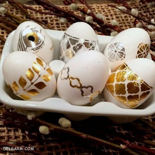 تزیین تخم مرغ با برگه طلای