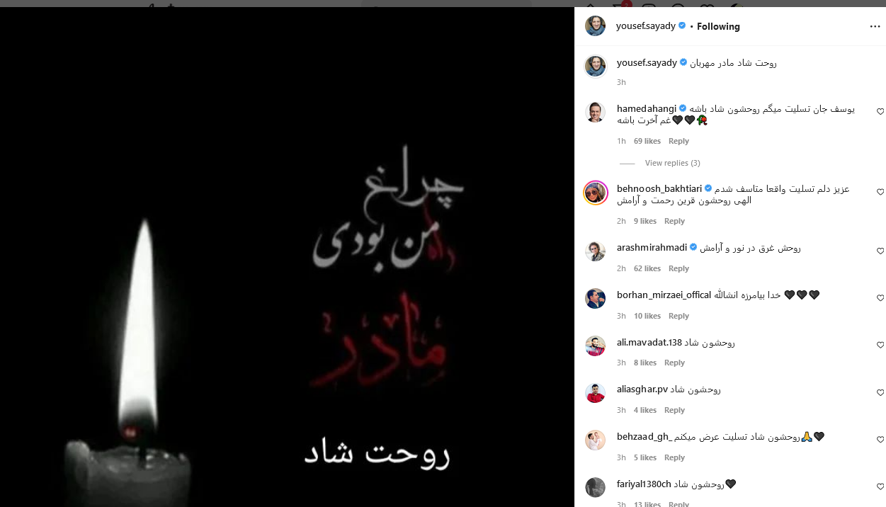 جامعه هنری ایران به سوگ و ماتم نشست / مردم ایران تسلیت !