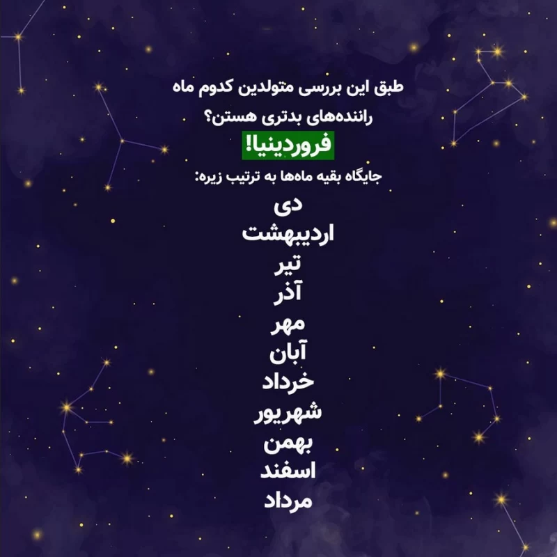 متولدین کدوم ماه بدترین دست فرمون رو دارن ؟!