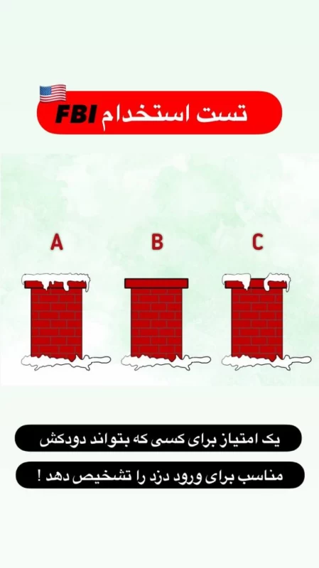 تست استخدام FBI : خیلی دقت کن / دزد از کدام دود کش میتونه وارد خانه شود ؟!
