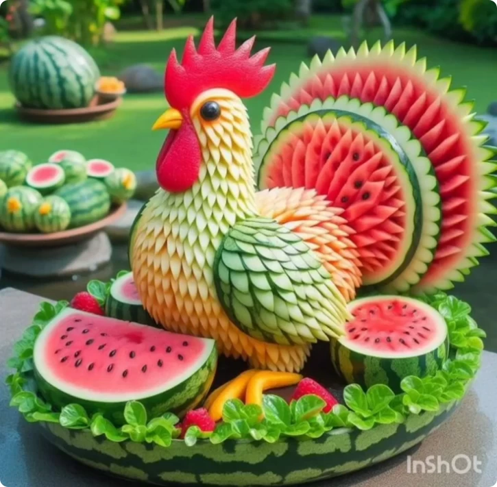 آثار هنری هنرمند ژاپنی روی هندوانه