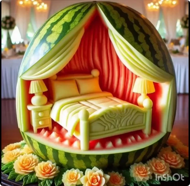 آثار هنری هنرمند ژاپنی روی هندوانه