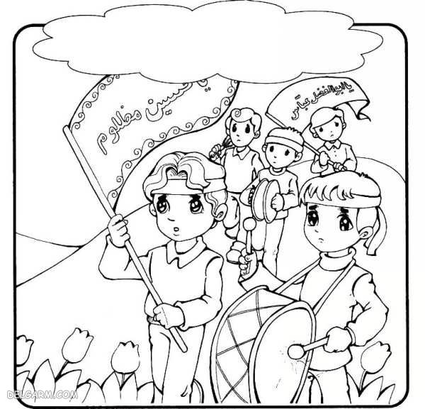 نقاشی اربعین / نقاشی اربعین برای کودکان / کاربرگ کودکانه / نقاشی بدون رنگ اربعین