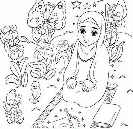 نقاشی نماز / رنگ آمیزی نقاشی نماز / نقاشی نماز عید فطر / نقاشی کودکانه نماز
