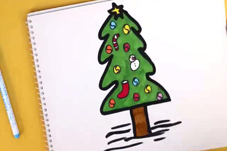 نقاشی درخت کریسمس واقعی