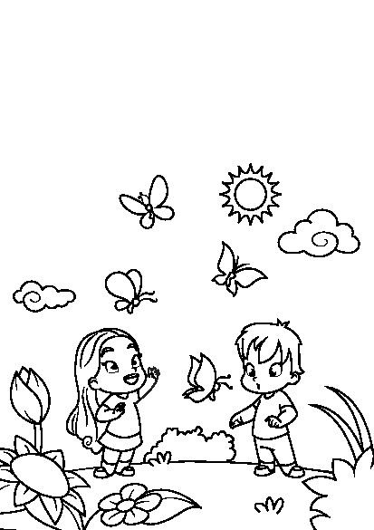 نقاشی بهار / نقاشی کودکانه بهار / نقاشی فصل بهار برای کودکان