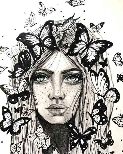 نقاشی دخترانه زیبا و آسان رنگی