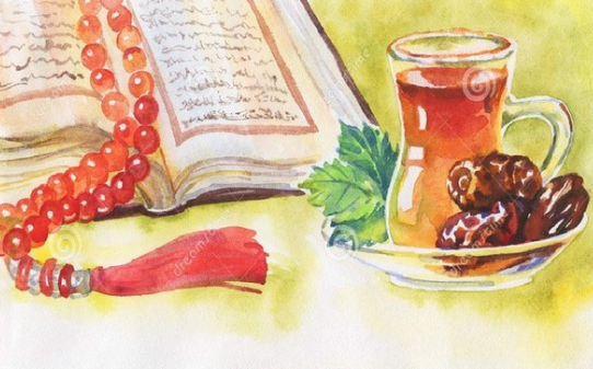 نقاشی ماه رمضان / نقاشی در مورد ماه رمضان / نقاشی ماه رمضان و سفره افطار / نقاشی با موضوع ماه رمضان