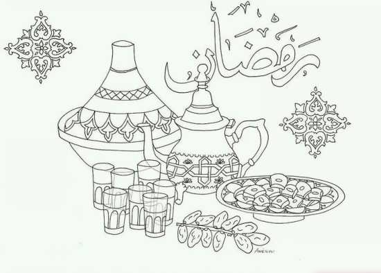 نقاشی ماه رمضان / نقاشی در مورد ماه رمضان / نقاشی ماه رمضان و سفره افطار / نقاشی با موضوع ماه رمضان