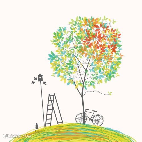 نقاشی بهار / نقاشی کودکانه بهار / نقاشی فصل بهار برای کودکان