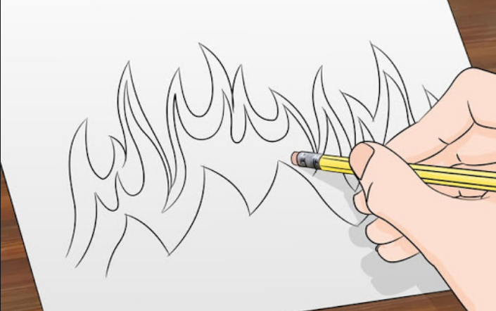 نقاشی آتش / نقاشی کودکانه آتش / نقاشی ساده آتش