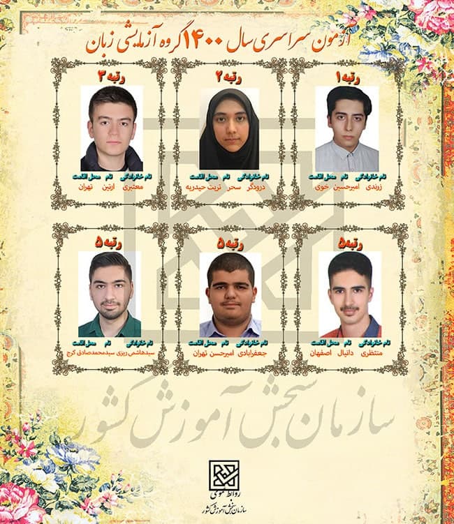  نفرات برتر کنکور 1400