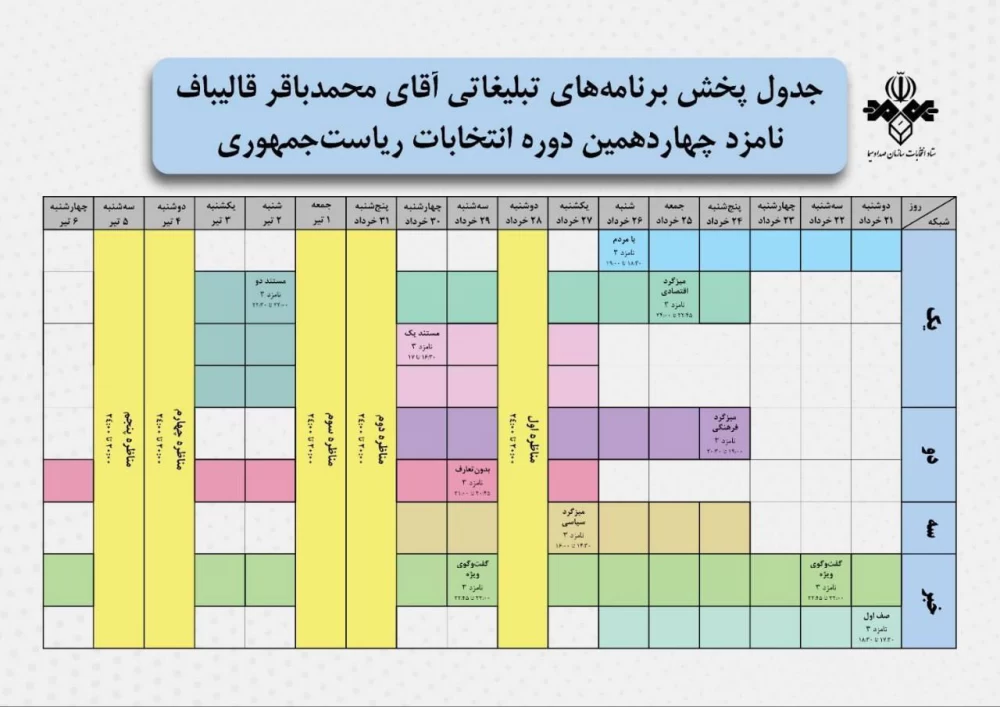 زمان پخش برنامه مناظرات انتخاباتی در تلویزیون