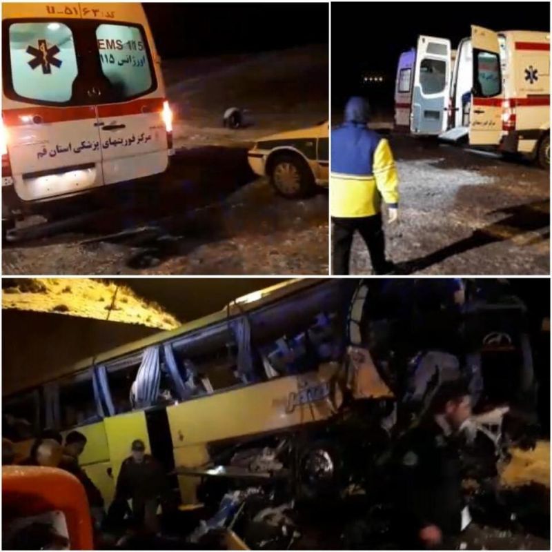 ۳ کشته و ۱۳ مصدوم در واژگونی اتوبوس اصفهان - رامسر