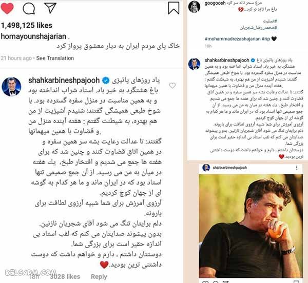پست شاهکار بینش پژوه برای شجریان