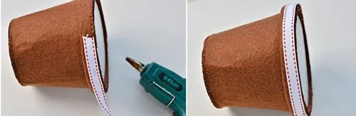 عکس گلدان نمدی و چسب حرارتی