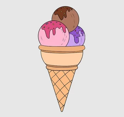 آموزش نقاشی بستنی قیفی