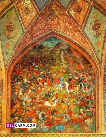 نمونه ای از شاهکار هنرمندان چیره دست دوره صفویه در کاخ چهل ستون اصفهان