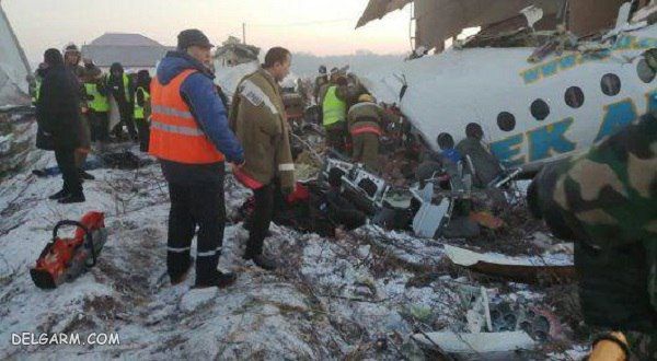 سقوط مرگبار هواپیمای مسافربری در قزاقستان با ۹۵ سرنشین