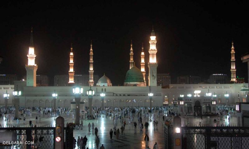 عکس مسجد النبی در شب