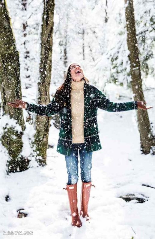 ژست برای عکس دخترانه در برف