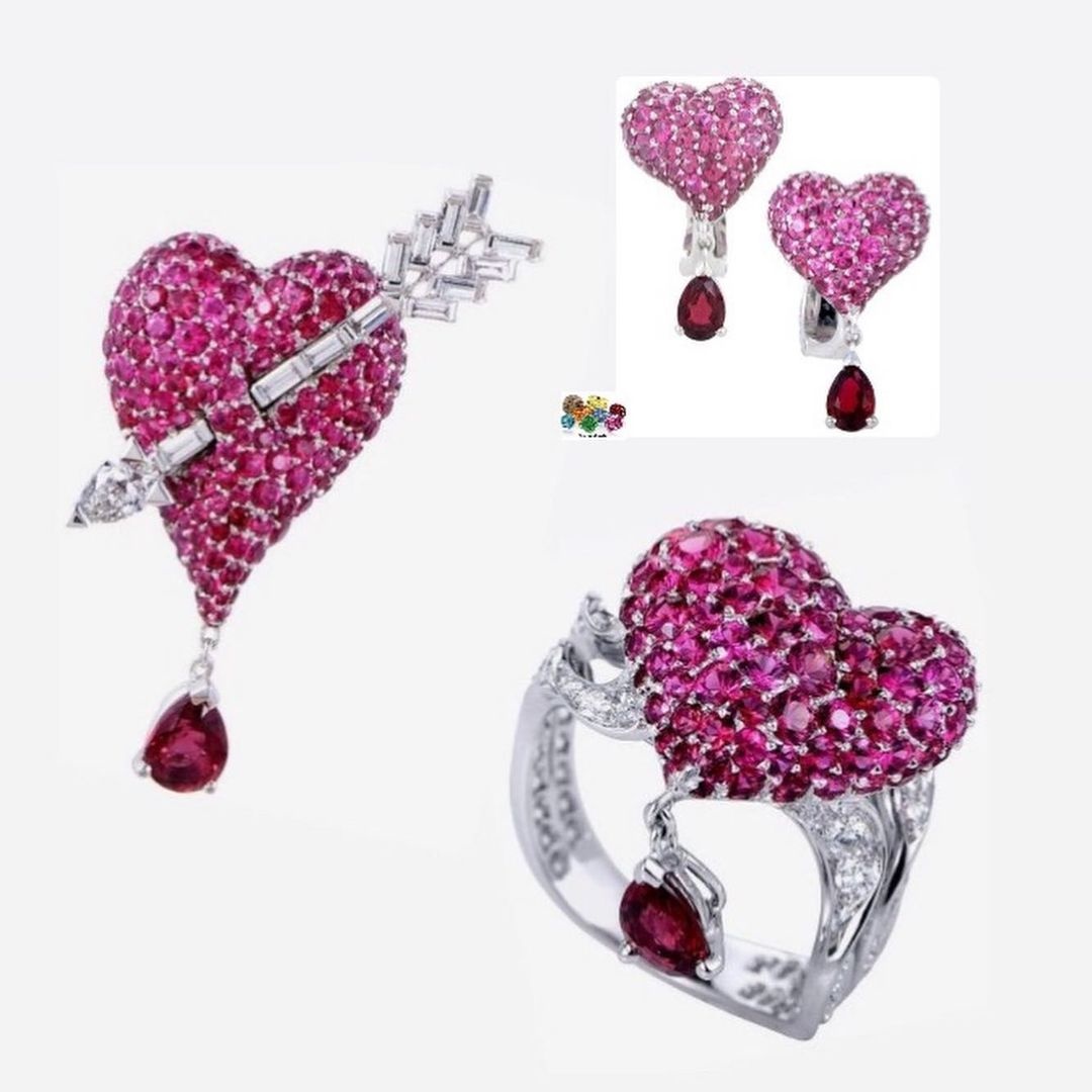 جواهرات کوپیدون با سنگهای الماس و یاقوت قرمز به شکل قلب!